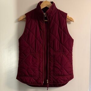 J. Crew Quilted Burgundy Vest